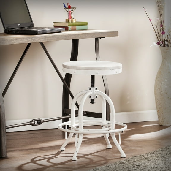 SEI Industrial Adjustable Height Swiveling Stool - White