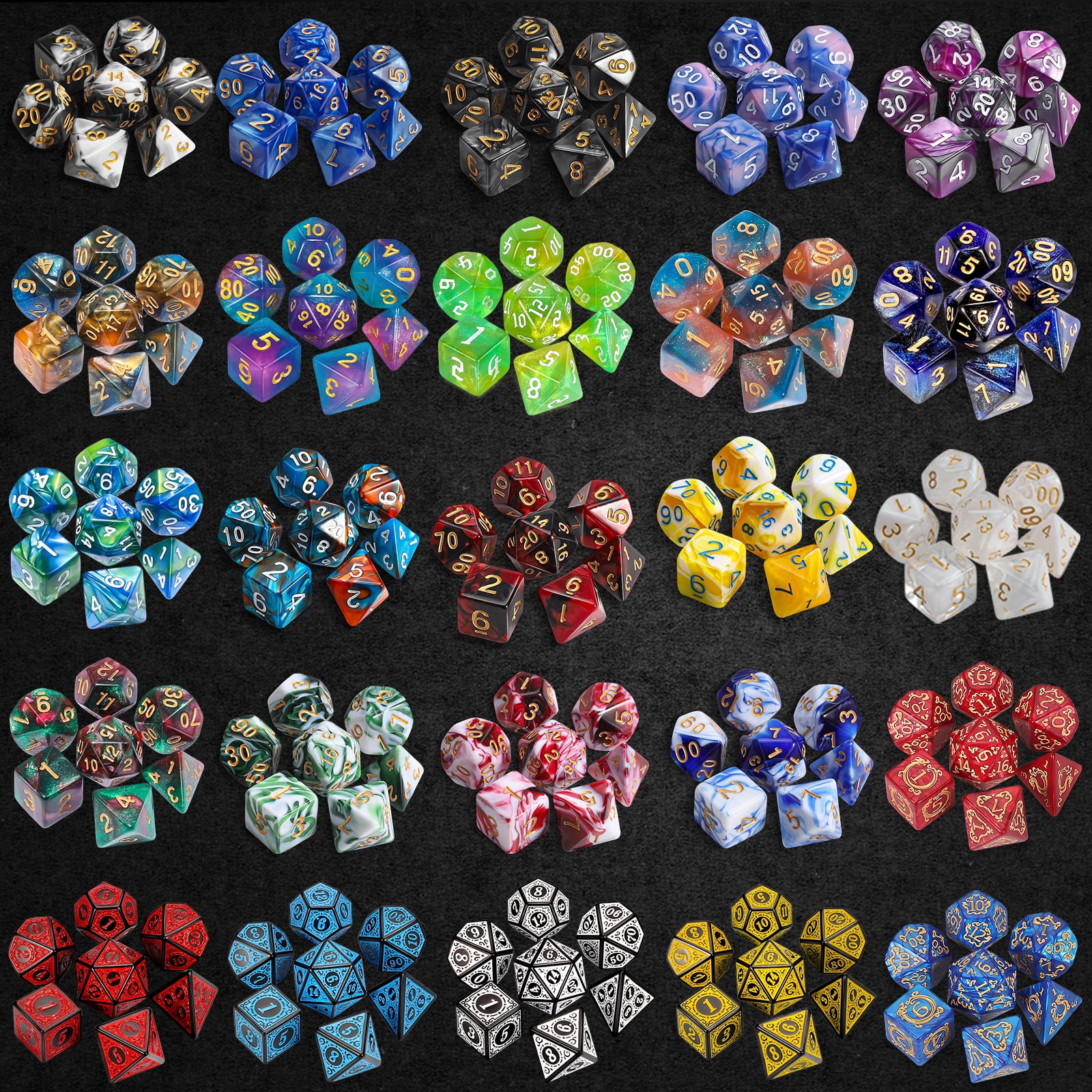 CiaraQ Polyhedral Dice - 48PCS Mystery Dice Set, Various Styles, Random DND Dice Patterns & Dice Bag, 6 Mystery Bags, D&D Gifts for Dungeons and Dragons, RPG, MTG,Role Playing Table Game