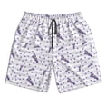 thumbnail image 3 of Uemuo Lavender Flowers Pattern Men's Swim Trunks Hawaiian Beach Bathing Suit Swimsuits Beach Quick-Dry Shorts with Pockets-Small, 3 of 9
