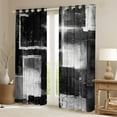thumbnail image 2 of Manfei Modern Geometeic Square Curtains Pack of 2 (42x84 Each),Abstract Plaid Curtains Blackout,White Gray Black Bedroom Curtains For Teens,Breathable Home Decor, 2 of 6