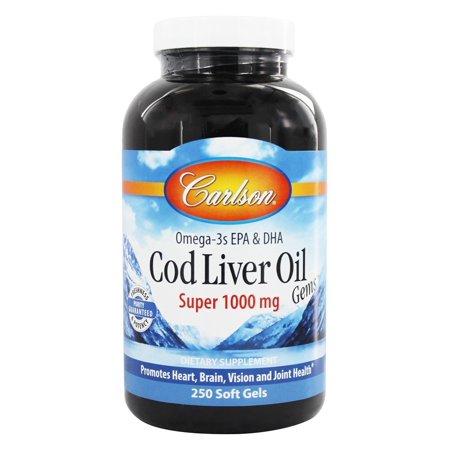 Carlson Labs Norwegian Cod Liver Oil Super Softgels, 1000 Mg, 250 (Best Cod Liver Oil Liquid)