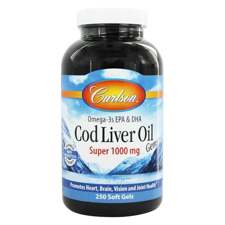 - Carlson Labs Norwegian Cod Liver Oil Super Softgels, 1000 Mg, 250 Ct