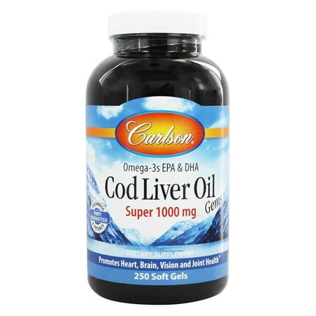 Carlson Labs Norwegian Cod Liver Oil Super Softgels, 1000 Mg, 250