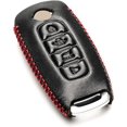 thumbnail image 3 of Vitodeco Genuine Leather Smart Key Fob Case Compatible with Nissan Sentra, Versa, Rogue, Pathfinder, Murano, Kicks, Ariya, Armada (Trunk Button, Black/Red), 3 of 5