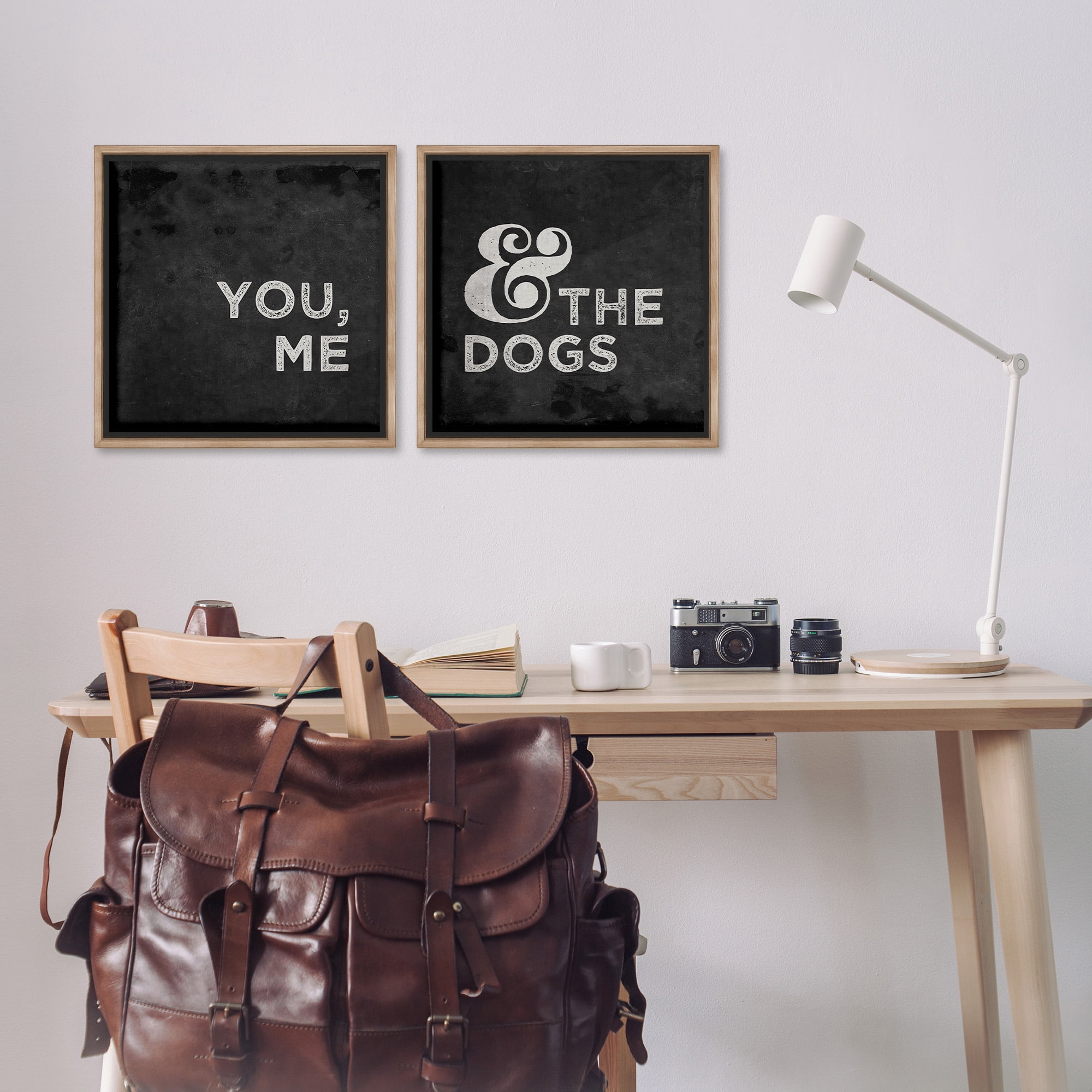 Stupell Industries You Me and the Dogs Family Pet Animals & Insects Painting Brown Floater Framed Canvas Art Print Wall Art, 18 x 18, Set of 2