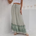 thumbnail image 6 of Baywell Womens Maxi Skirt Floral Printed Beach Pleated High Waisted A-Line Long Skirts, Green, M, 6 of 10