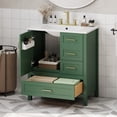 thumbnail image 3 of Euroco 30" Green Bathroom Vanity with Sink Combination Set, Bathroom Storage Cabinet with Soft Close Door, 3 Soft Close Drawers and Removable Tray, Solid Wood Frame, 3 of 9