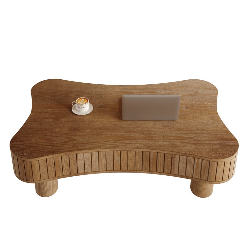 42" Lift Top Coffee Table with Hidden Storage, Fluted Panel Center Table with Hydraulic Lift, Rounded Corners, Wood Living Room Coffee Table for Small Spaces,Walnut