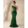 thumbnail image 5 of Dark Green One-Shoulder Sequin Bodice Mermaid Satin Evening Gown, 5 of 30