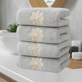thumbnail image 4 of 4pcs Towel Set, Border Design, Europe And America Foreign Trade Style, Cotton Material, Absorbent Dry Face Towel Washcloth, For Household Use, Soft And Durable, Multi-Scene Application, 4 of 6
