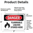 thumbnail image 2 of (2 Pack) Flammable Liquids Stored Here OSHA Danger Sign 7 Inch X 5 Inch Vinyl Label Decal Sticker Weather Resistant, UV Protected for Workplace, Business, and Construction Site, Made in, 2 of 7