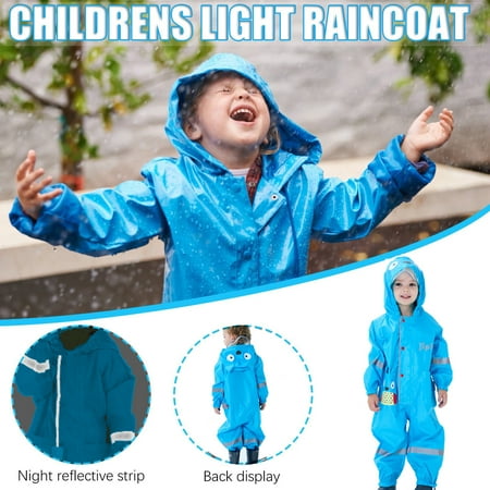 

DENGDENG Toddler Baby Child Children Kids Lightweight Summer Full Raincoat Windbreaker Hooded Solid Rain Coat Windproof Waterproof Sleeveless Rain Suit