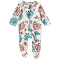 thumbnail image 1 of Baby Girls' Jumpsuit, Floral Print with Eyelets Ruff Sea Salt Floral, 3-6 Months, 1 of 2