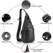 BULLCAPTAIN Leather Sling Crossbody Bag for Men, Magnetic Closure, Black