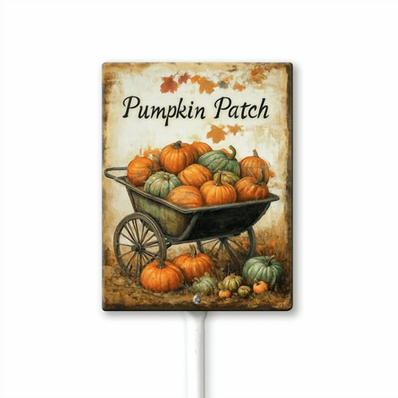 Eveokoki Fall Garden Signs Pumpkin Patch Seasonal Autumn Aluminum Yard Outdoor Decoration 8 x 12Inch