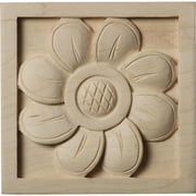 3 1/2"W x 3 1/2"H x 5/8"P Small Sunflower Square Rosette, Maple