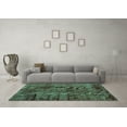 thumbnail image 3 of Ahgly Company Machine Washable Indoor Rectangle Abstract Turquoise Blue Modern Area Rugs, 8' x 12', 3 of 4