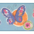 thumbnail image 1 of Papillons Bleu Rouge Papier Peint Abstrait Bord Rétro Design, Rouleau 15' x 9", 1 of 3