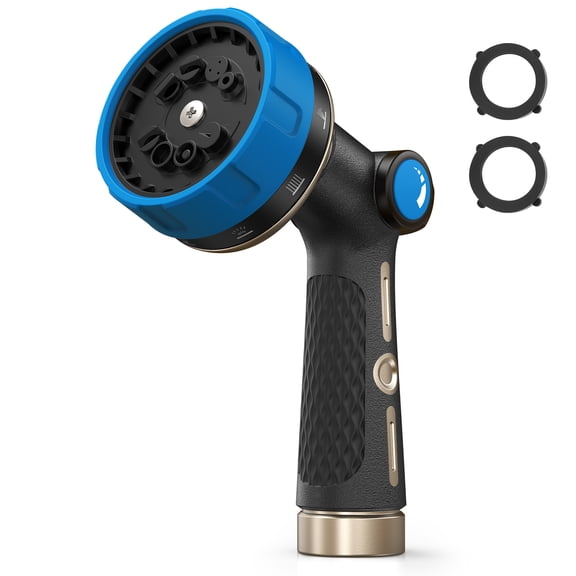 RainPoint Metal Garden Hose Nozzle 10-Spray Patterns Thumb Control Water Hose Sprayer Adjustable Flow for Watering Plants, Washing Cars,Washing Pets