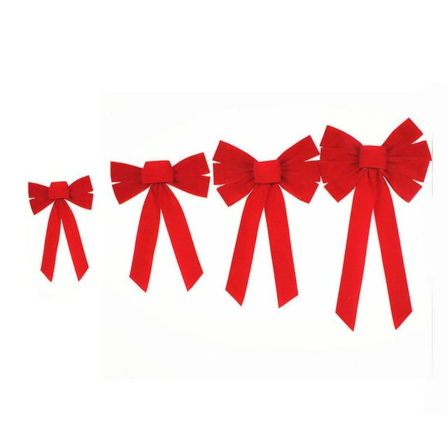 Lazo Rojo con cable de Navidad, regalo de corona de Navidad, lazo enorme, adornos navideños para interiores y exteriores, decoración con lazo para vacaciones, 4 Uds.