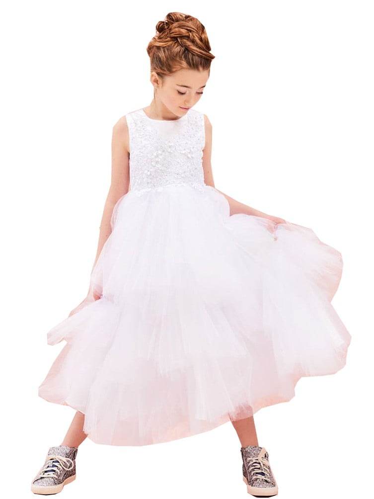 girls white bridesmaid dress