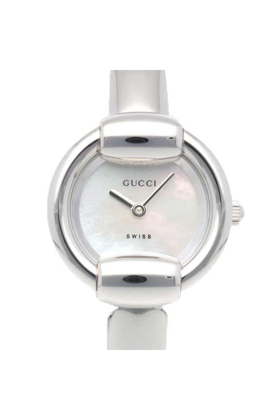 Pre-Owned Gucci watch, stainless steel 1400L quartz, polished, ladies' GUCCI white shell.