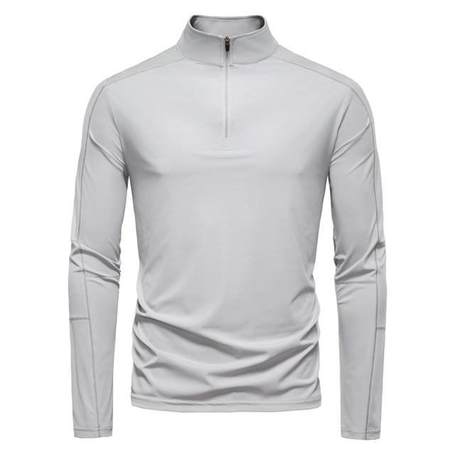 pstuiky camisa de manga larga para hombre, Camisa de manga larga con media cremallera y cuello alto para hombre, con protección solar UPF100+, para primavera y verano top de hombre xxl