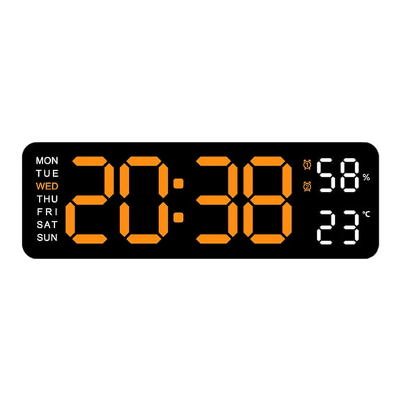 Digital LED Wall Alarm Clock with 9in LED Calendar and Temperature Display for Bedroom Living Room Desktop Decoration
