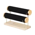 thumbnail image 1 of Expositor de pulseras, soporte para guardar pulseras, base de madera, soporte para coleteros, soporte para brazaletes Flocado negro, 1 of 9