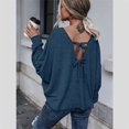 thumbnail image 1 of Camiseta de punto de Color sólido para mujer, Camiseta de algodón con cuello redondo, Tops informales de manga larga para mujer, camiseta de frenilum sin espalda, 1 of 4