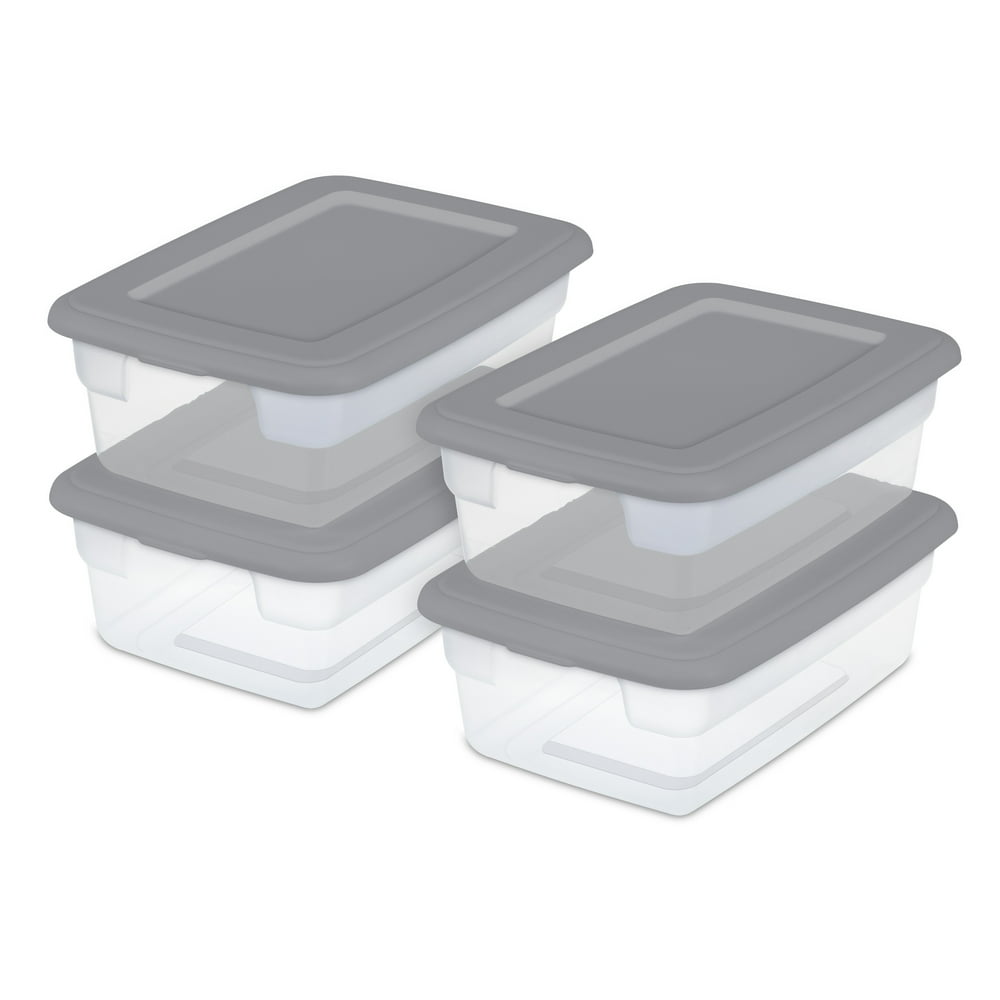 Sterilite Set of (4) 12 Qt. Storage Boxes Titanium