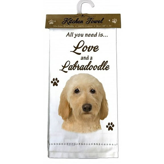 E&S Pets 700-121 Labradoodle, Cream Kitchen Towel, Off-white