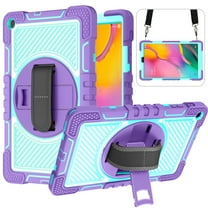 Case for Samsung Galaxy Tab A7 10.4 2020 Model SM-T500/T505, Kids Friendly Heavy Duty Rugged Shockproof Adjustable Kickstand Full Protective Tablet Cover with Hand/Shoulder Strap, Purple Mint