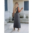 thumbnail image 6 of Womens Summer Casual Sleeveless Denim Shirt Dress Lapel Button Down Belted Jean Long Dresses, 6 of 7