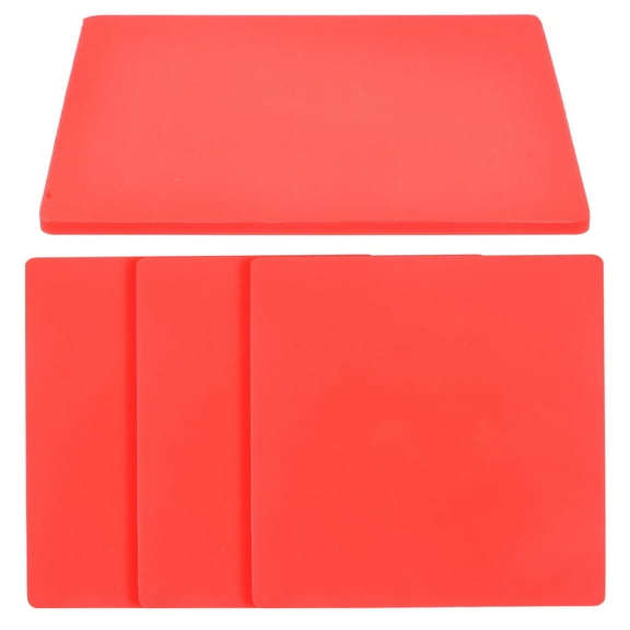 4 Pcs Square Silicone Coaster Red Coasters Dinner Table Anti-slip Household Silica Gel