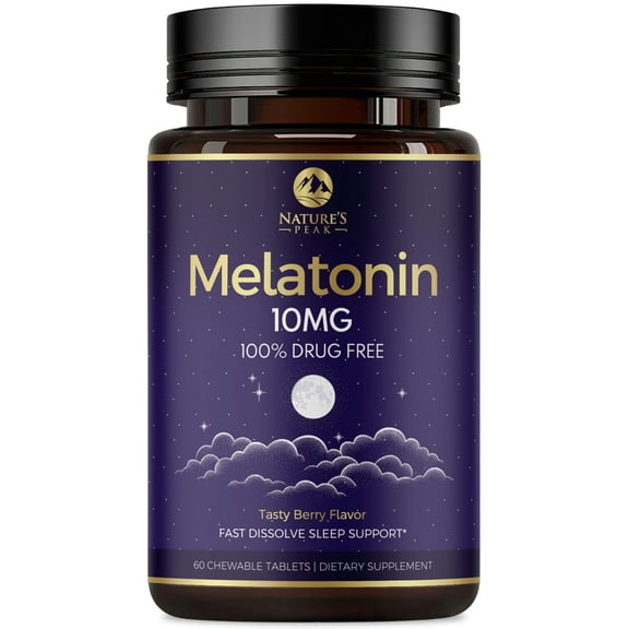 Melatonin 10mg Fast Dissolve Supplements, Sleep Support Supplement for Adults - Extra Strength 10 mg Melatonin Tablet for Restful Sleep Support, Strawberry Flavor, Sugar-Free Non-GMO - 60 Day Supply