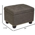 thumbnail image 2 of Grey 5th Ave Modern Charcoal Linen Upholstered Storage Ottoman, Gray, 2 of 7