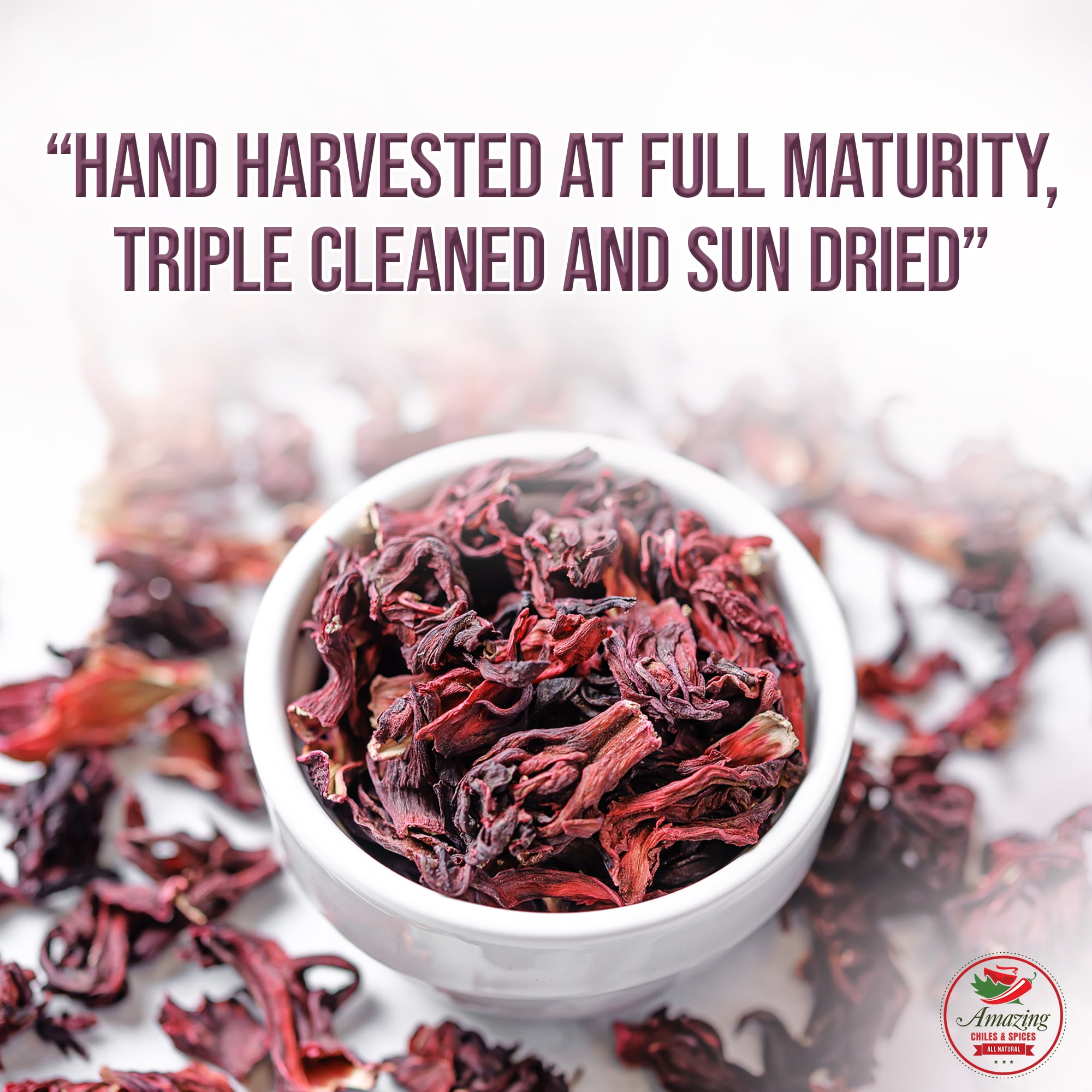 Hibiscus Flowers 1lb (16oz) Premium, All Natural, Triple Cleaned