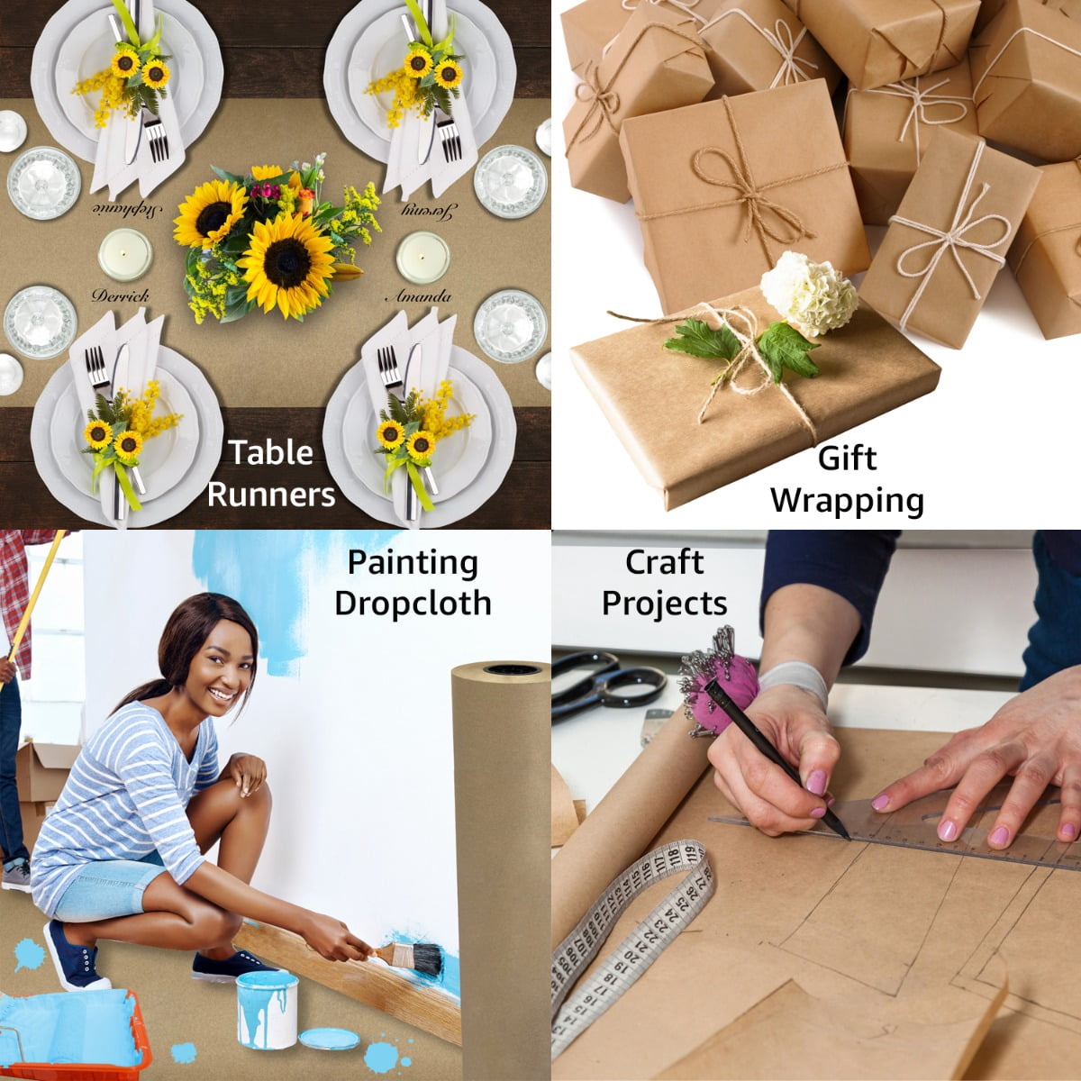 UOFFICE Brown Kraft Paper Roll, 15" x 765'