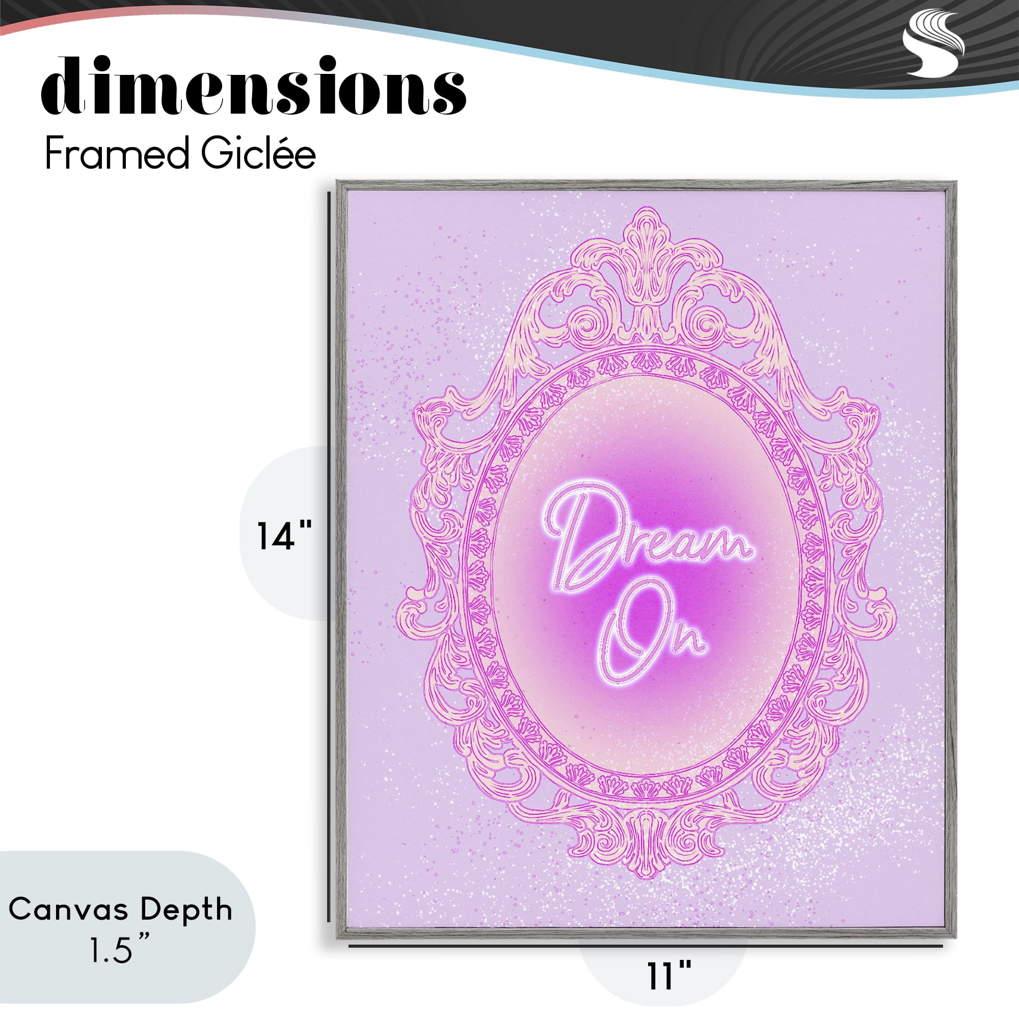 Stupell Industries Dream On Ornate Mirror Gray Framed Giclee Art, design by Ziwei Li