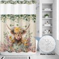 thumbnail image 2 of No Hook Shower Curtain, Spring Cow Floral Shower Curtains for Bathroom with See Through Top Window, Green Eucalyptus Leaves Linen Waterproof & Washable Bath Curtain Extra Long 72"x84", 2 of 9
