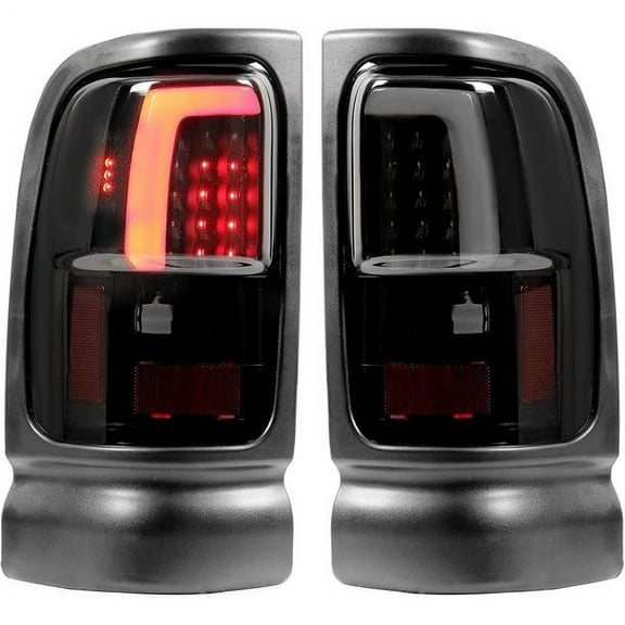 Kojem 1994-2001 Dodge Ram 1500 2500 3500 LED Tube Tail Lights Lamp Driver   Passenger Side Replacement for CH2800122, CH2801122 (Black Housing & Smoke Lens)