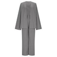 thumbnail image 6 of YUGYXL Women 2 Piece Tracksuits Outfits Loungewear Sets Solid Linen Loose Cardigan Suits and Elastic Waist Pants Casual Suit Gray XL, 6 of 6