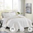 thumbnail image 6 of All Season Ivory 3 Piece Twin Size Shabby Chic Down Alternative Comforter Set with Corner Tabs, 6 of 7