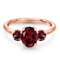thumbnail image 3 of Gem Stone King 2.09 Ct Oval Red Rhodolite Garnet 18K Rose Gold Plated Silver Ring, 3 of 6