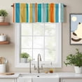 thumbnail image 2 of Curtain Valance for Windows, Blue Yellow Green Stripes Kitchen Valances Rod Pocket Short Curtains, Colorful Vertical Stripes Window Valance for Bedroom Bathroom Living room 42x12in, 2 of 9