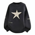 thumbnail image 3 of COSFO Men Sweater Casual Star Long Sleeve Ripped Crew Neck Pullover Basic Tops Knitted Regular Fit Soft Long Sleeve Sweaters, 3 of 4
