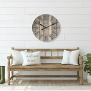 Westclox 15.5 Brown Farmhouse Style Wood Grain Analog QA Wall Clock with Raised Numbers