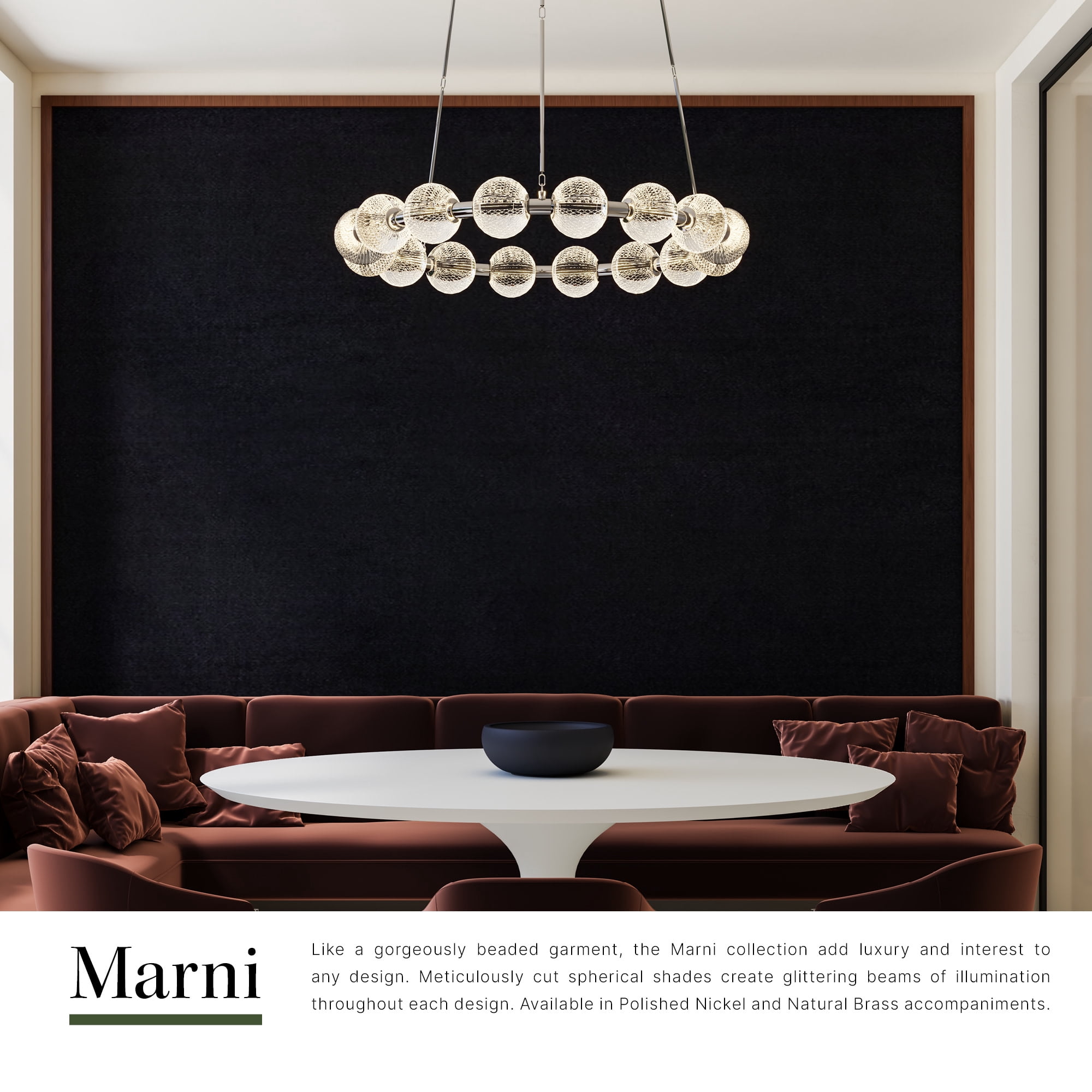 Alora Lighting CH321032PN-UNV-010 Marni 33" Wide Led Ring Chandelier - Nickel