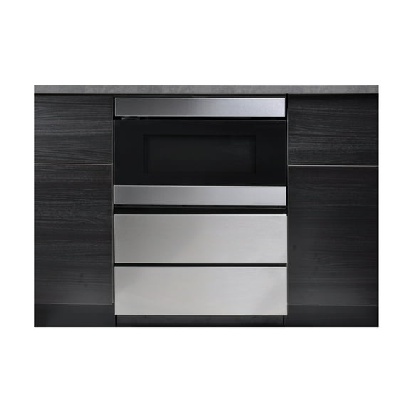 Sharp SKMD24U0ES 24" Stainless Steel Under-Counter Microwave Drawer Pedestal, Adjustable Feet, Push-to-Open Storage, Compatible with Sharp SMD2477AHC/ASC, SMD2489ESC, SMD2443JSC, SMD2479KSC